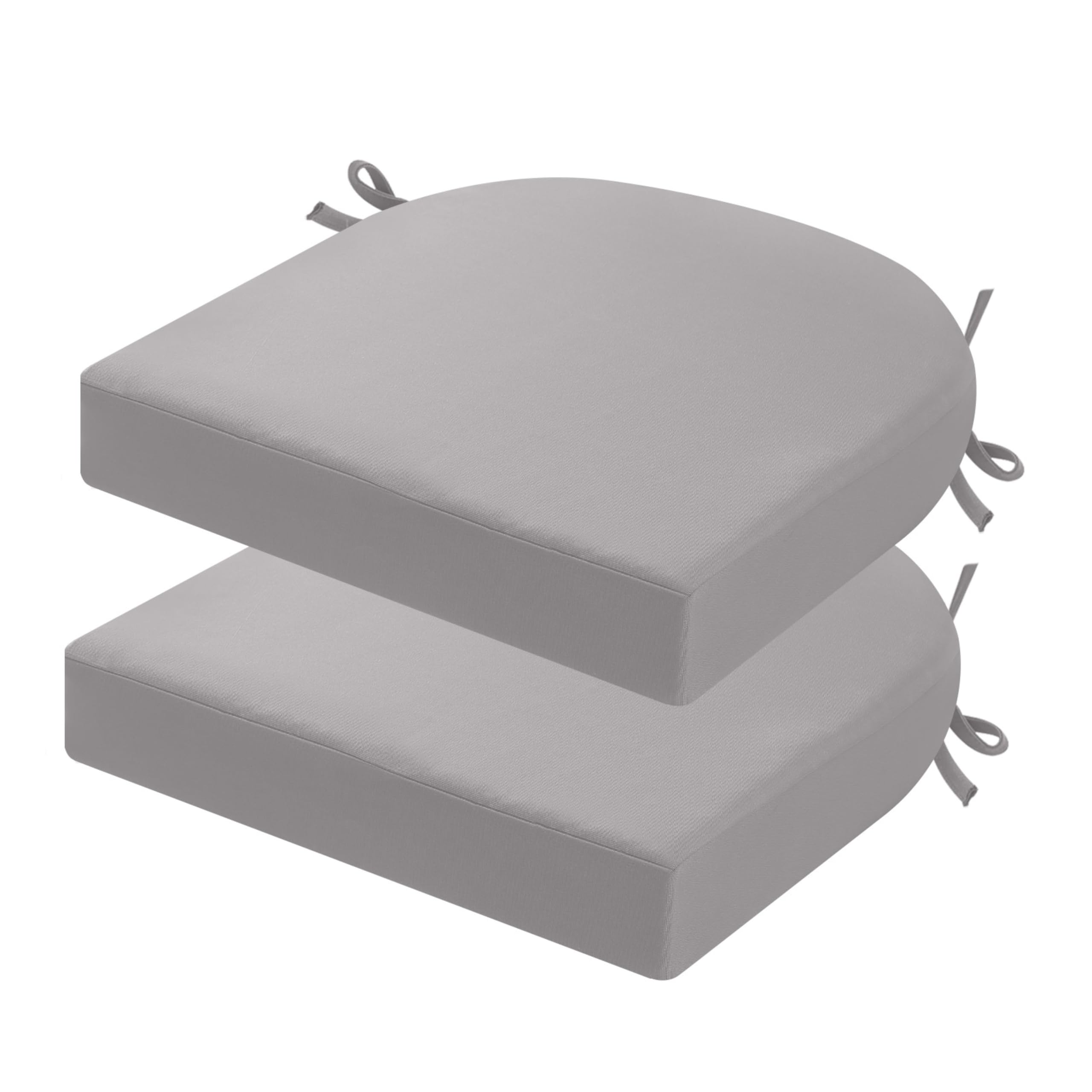 Lot de 2 coussins pour chaise d'extérieur, coussins pour chaises de patio pour meubles de jardin, imperméables, avec rubans, coussins pour extérieurs, coussins pour chaises de patio