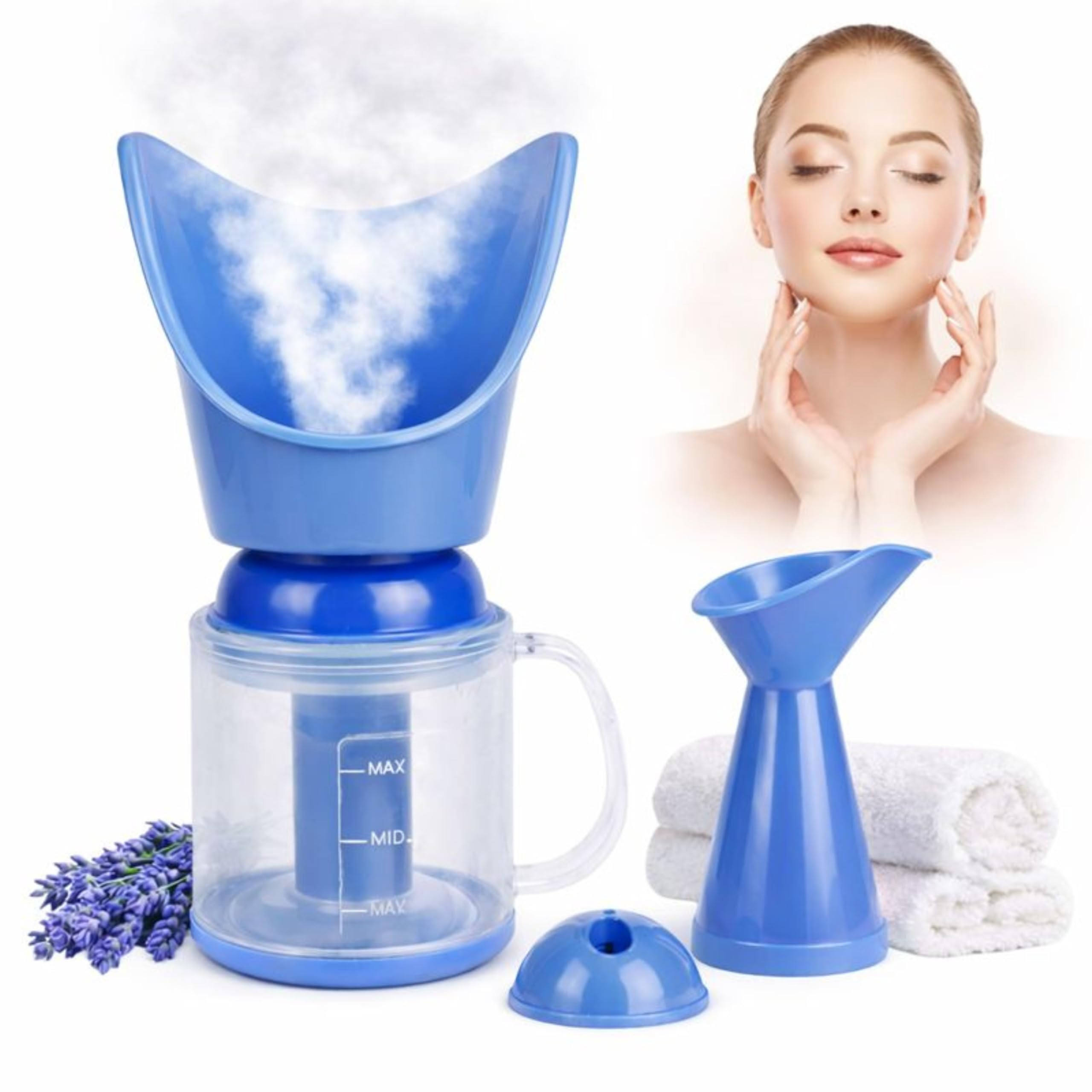 Multipurpose Steamer for Cold, Cough, Sinus Relief & Facial Care – Safe & Shock-Proof Steam Inhaler with Dual-Layer Body, Ergonomic Handle & 4 Attachments for Versatile Home & Wellness Use