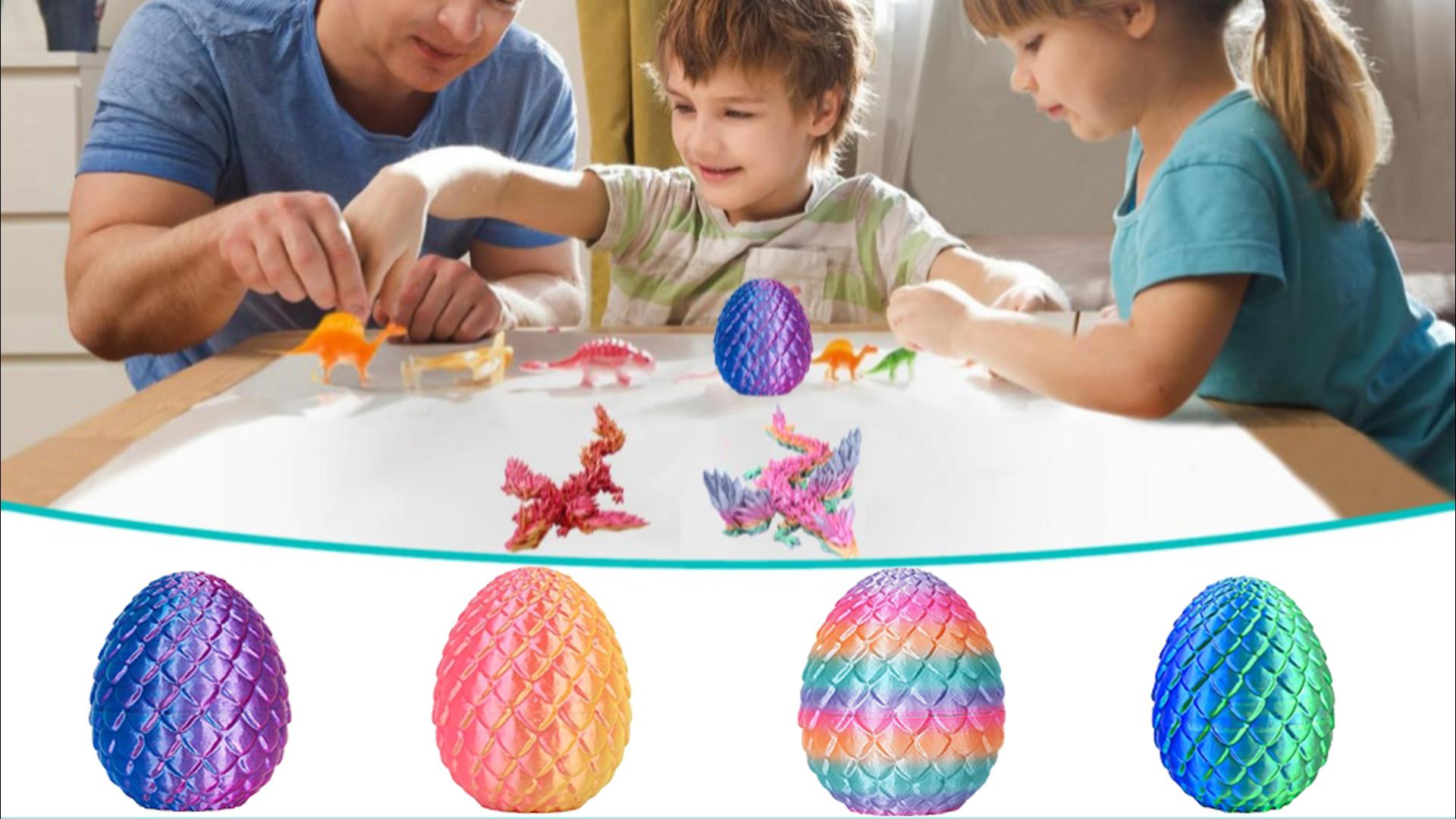 Set 4 Uova Di Drago Stampate In 3D – Mini Dragonetti Snodabili – Giocattolo Fidget E Decorazione Fantasy - 2