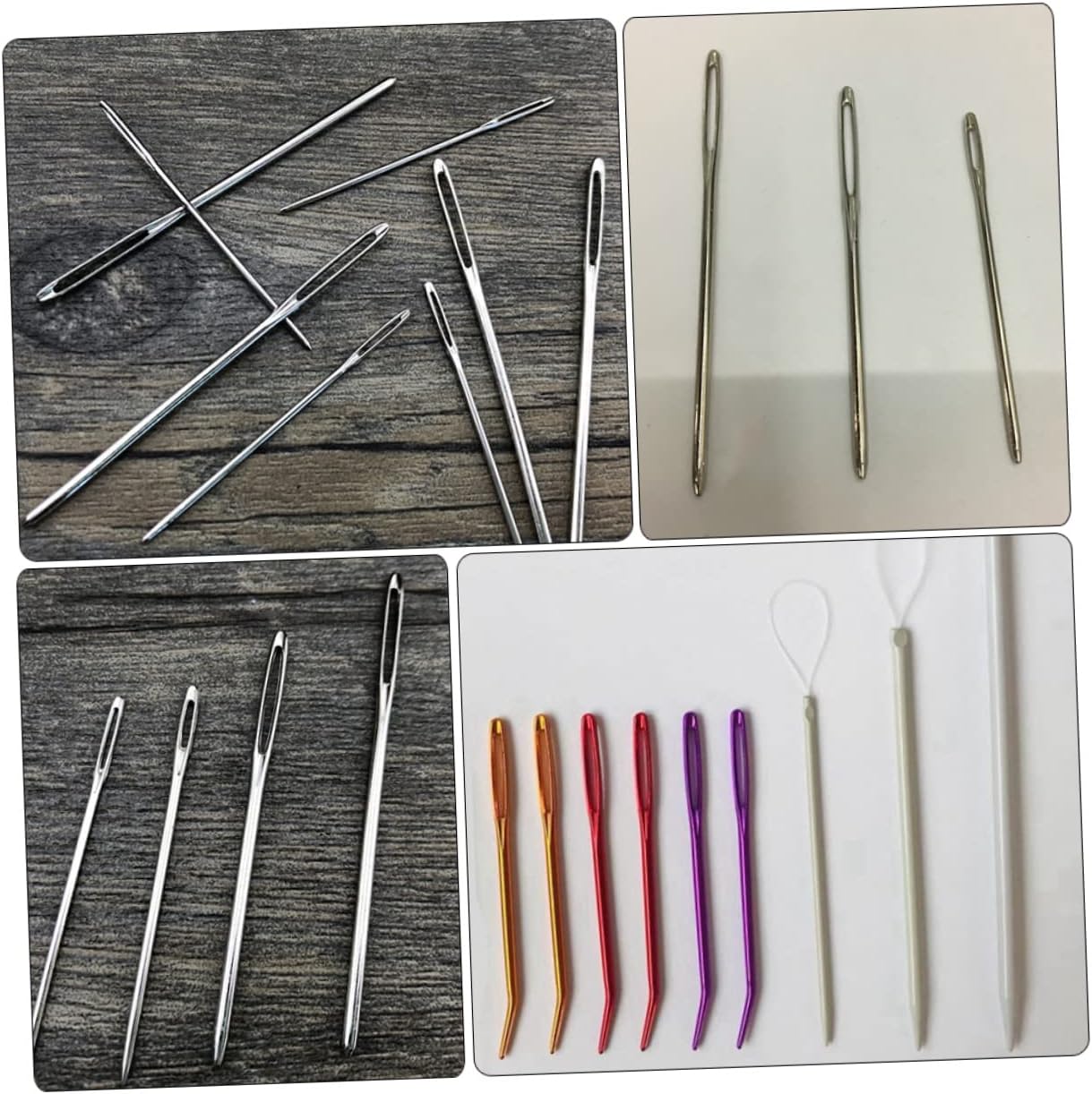 STOBOK 1set Large Eye Hand Sewing Needles Set Ergonomic Bend Needles for Crafting Includes Nylon Threaders for Knitting Embroidery and DIY Projects