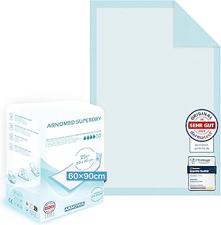 100x ARNOMED Inkontinenzunterlage Einweg , saugfähige Krankenunterlagen 60x90cm, Baby Wickelunterlage Einweg, 5-lagige Zellstoff Unterlagen Bett bei Inkontinenz, Betteinlagen Einweg, Wickelunterlage