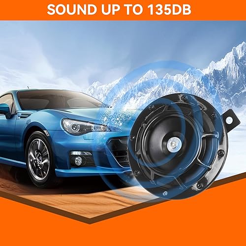 Miniatura 4 de Eletric - Kit de bocina de coche de 12 V 135 db, súper ruidoso, tono alto y bajo, kit de bocina gemela de metal con soporte para autos, camiones,