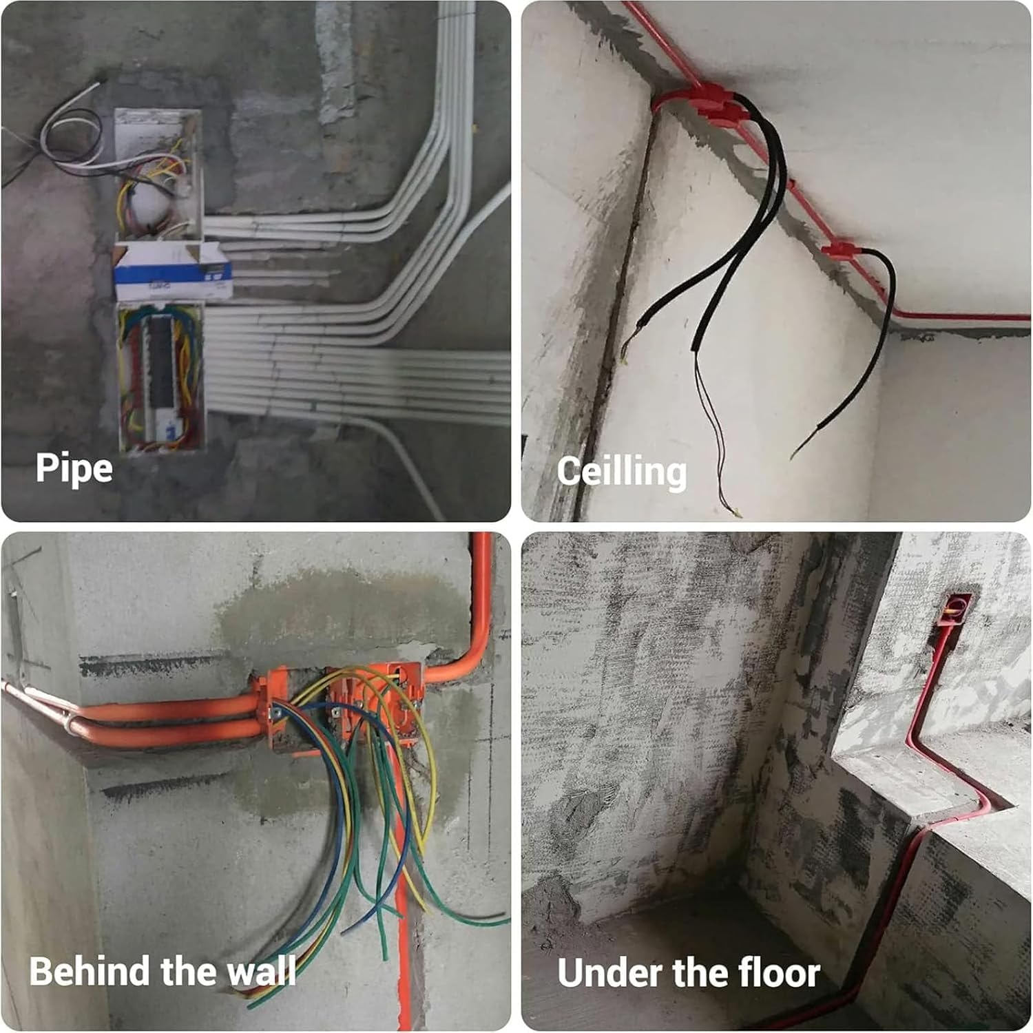 Automatic Fish Tape Tool for Wire Threading & Cable Installation - Electric Pipe Stringing with 2 Batteries, Ideal for Construction & Communication Projects