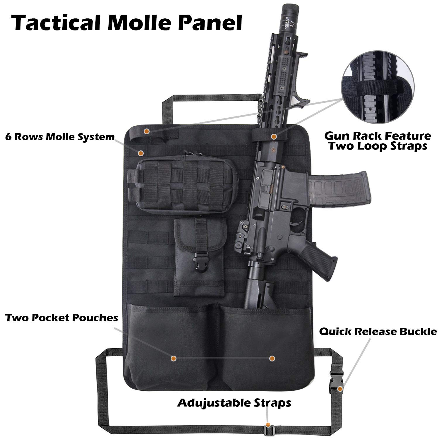 Tactcal Gun Rack Truck Gun Storage Seat Back Organizer With MOLLE Panel - Tactical Gun ...