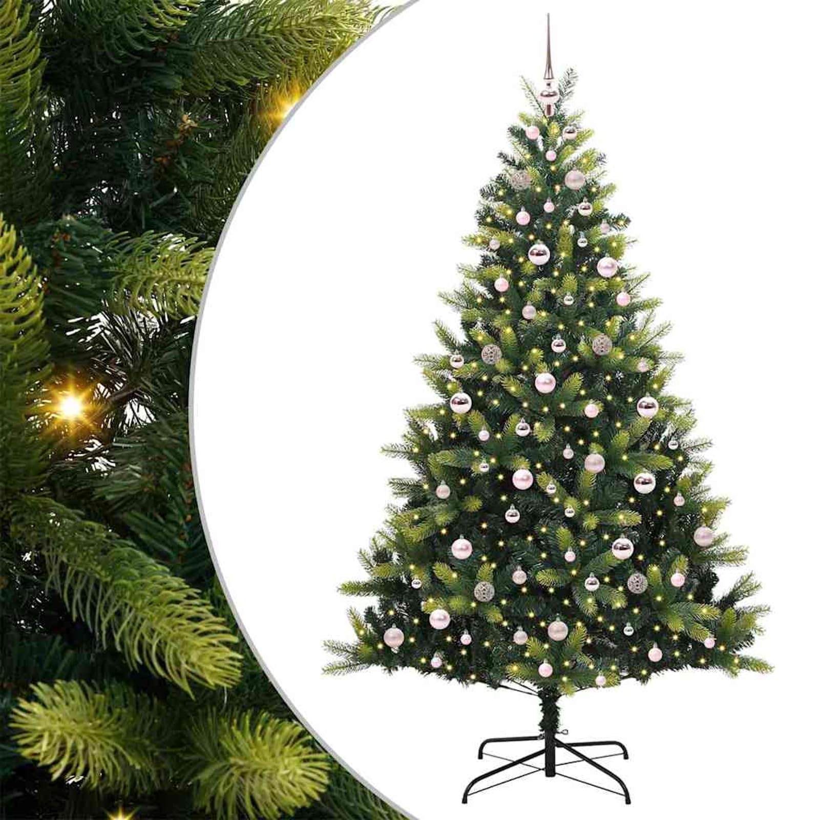 Gecheer Albero di Natale LED 210 cm, con rami in PVC e PE, illuminazione calda, per interni e giardini