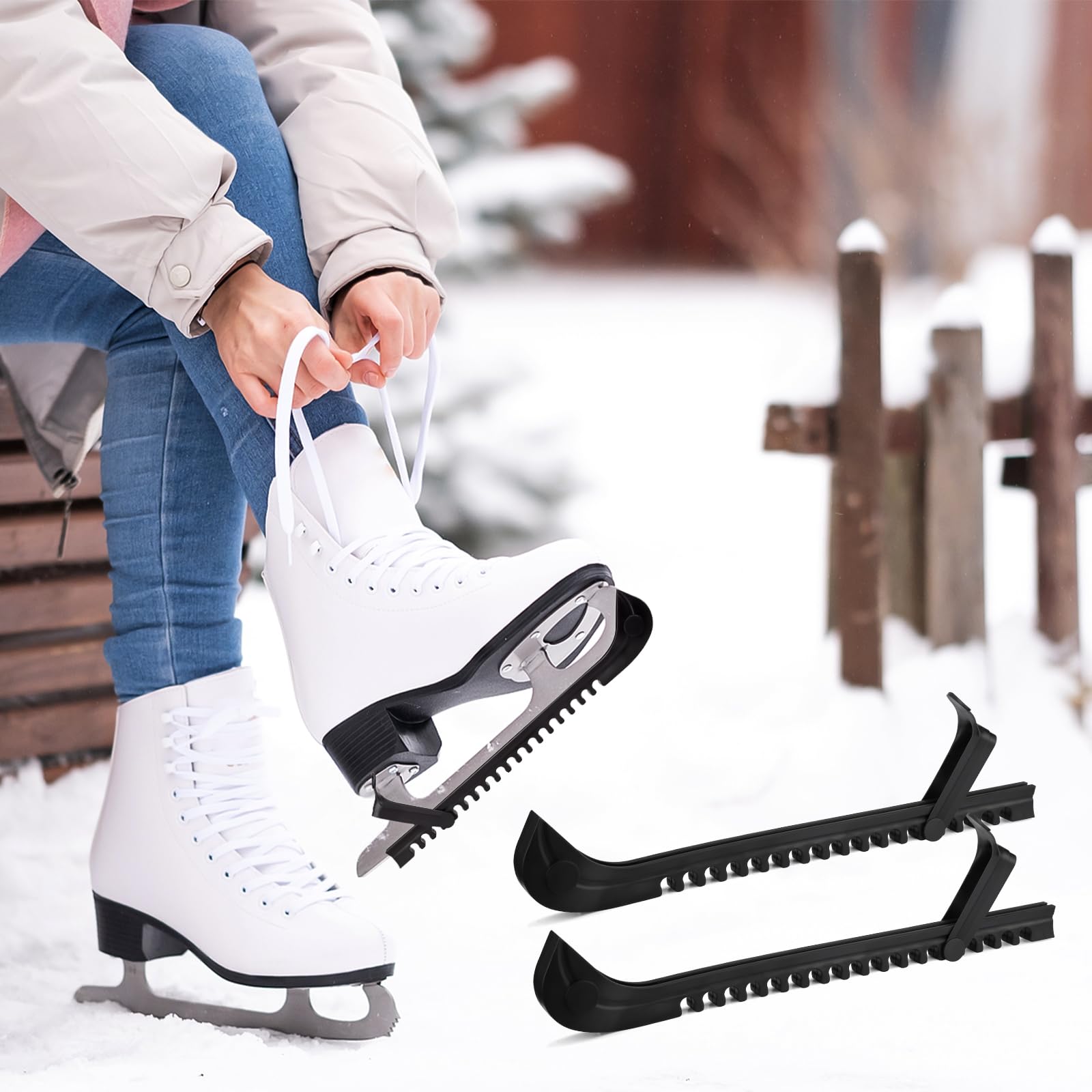 1 paio di protezioni per pattini da ghiaccio, 34,5 cm, regolabili, protezioni per pattini da hockey e pattini da figura