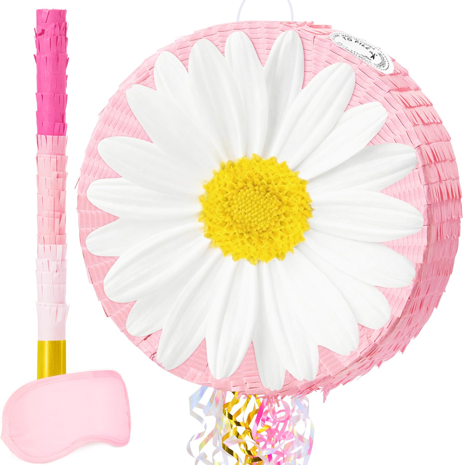 WERNNSAI Daisy Flower Pinata - Daisy Party Game Pink Flower Pinata for Girls Birthday Party Decorations Spring Party Favor Baby Shower Celebration Supply with Bat Blindfold — image 1