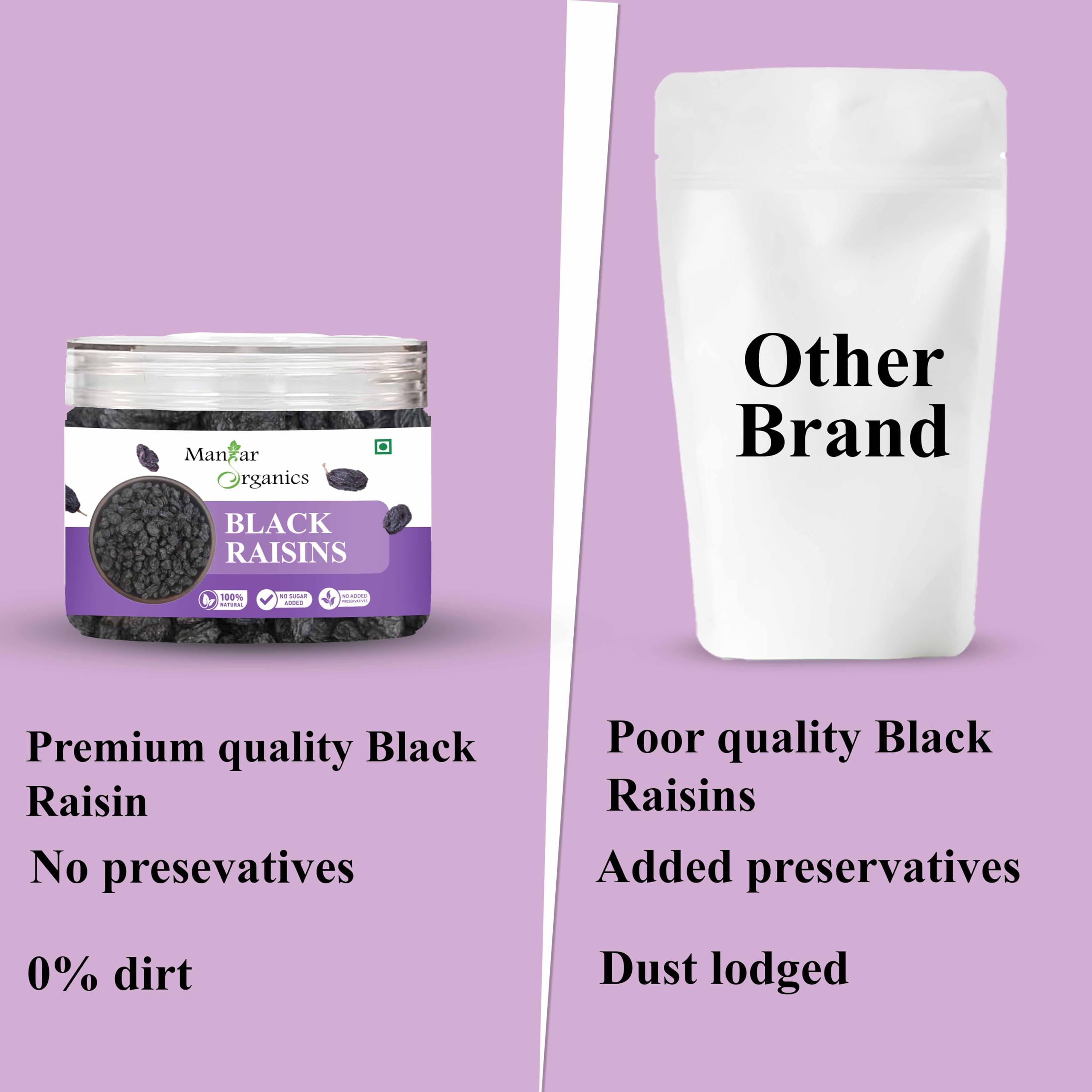 ManHar Organics Black Raisins 200gm Jar | Kali Draksh, Pure Fresh Seedless Kishmish | Sulphate Free | Rich in Iron, Fibre, Potassium & Boosts Immunity | Kali Kishmis Dry Fruits | Flavourful & Delicious Snack 3