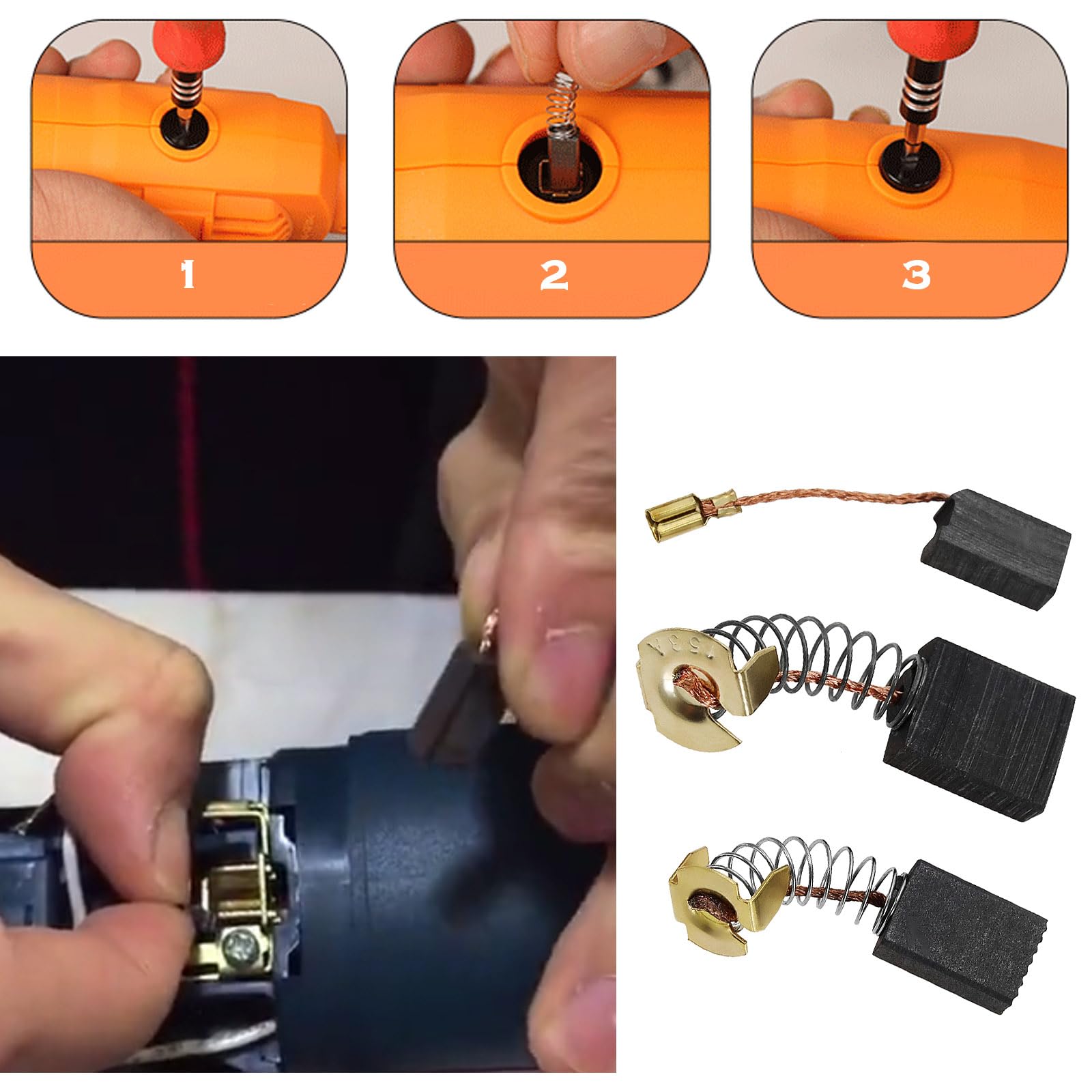 In Stock 2pcs Electric Motor Carbon Brushes Replacement Repair Tool Set 5*13.5*40 Mm - Foto 7