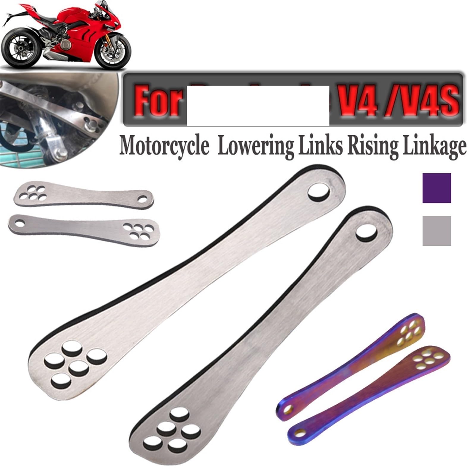 Pièces de moto, liaison montante, liens abaissants, bras arrière, coussin de Suspension, billette inférieure, for Ducati, Panigale V4S V4 S V4 Kit de liaison d'abaissement(Size:Lowering Link B)
