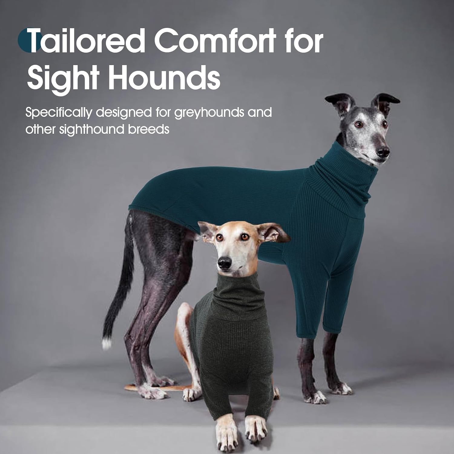 DENTRUN Italian Greyhound Sweater, Turtleneck Warm Knit for Whippets | Long sleeve, soft knit, warm pajama style, for IGs & Whippets, XS-XXL