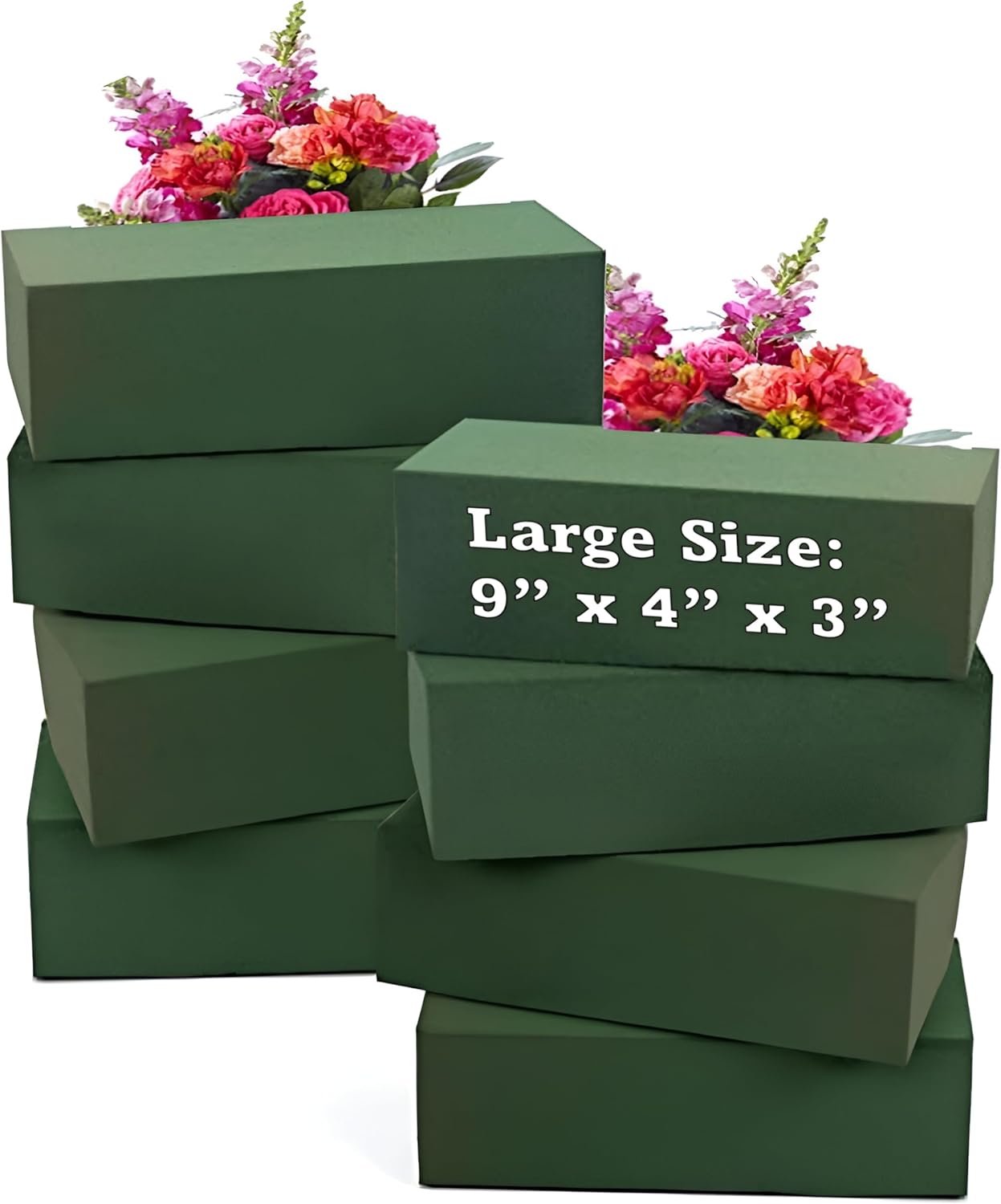 Noe & Malu 8 Pcs Floral Foam Blocks (Larger Size 9" X 4" X 3" Each) Florist Flower Foam Green Bricks Applied Dry or Wet Flower Foam Bricks Arrangement Supplies for Artificial or Fresh Flowers