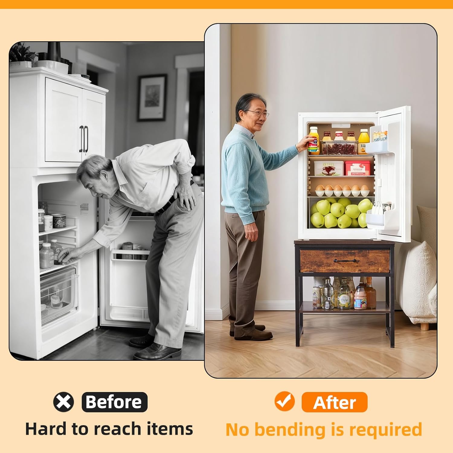 Small Table Stand with Drawers, Multi-Functional Side & Printer Accent Table with Storage Shelf, Rustic Brown YD-TM156H