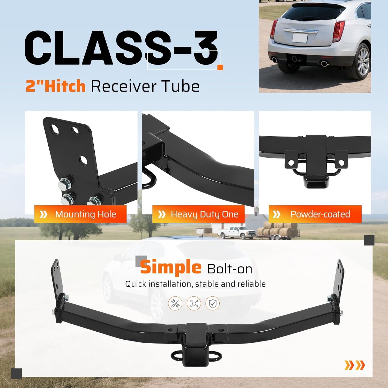 Trailer Tow Hitch, 2 Inch Receiver Compatible with 2010-2016 Cadillac SRX Trailer Hitch Receiver