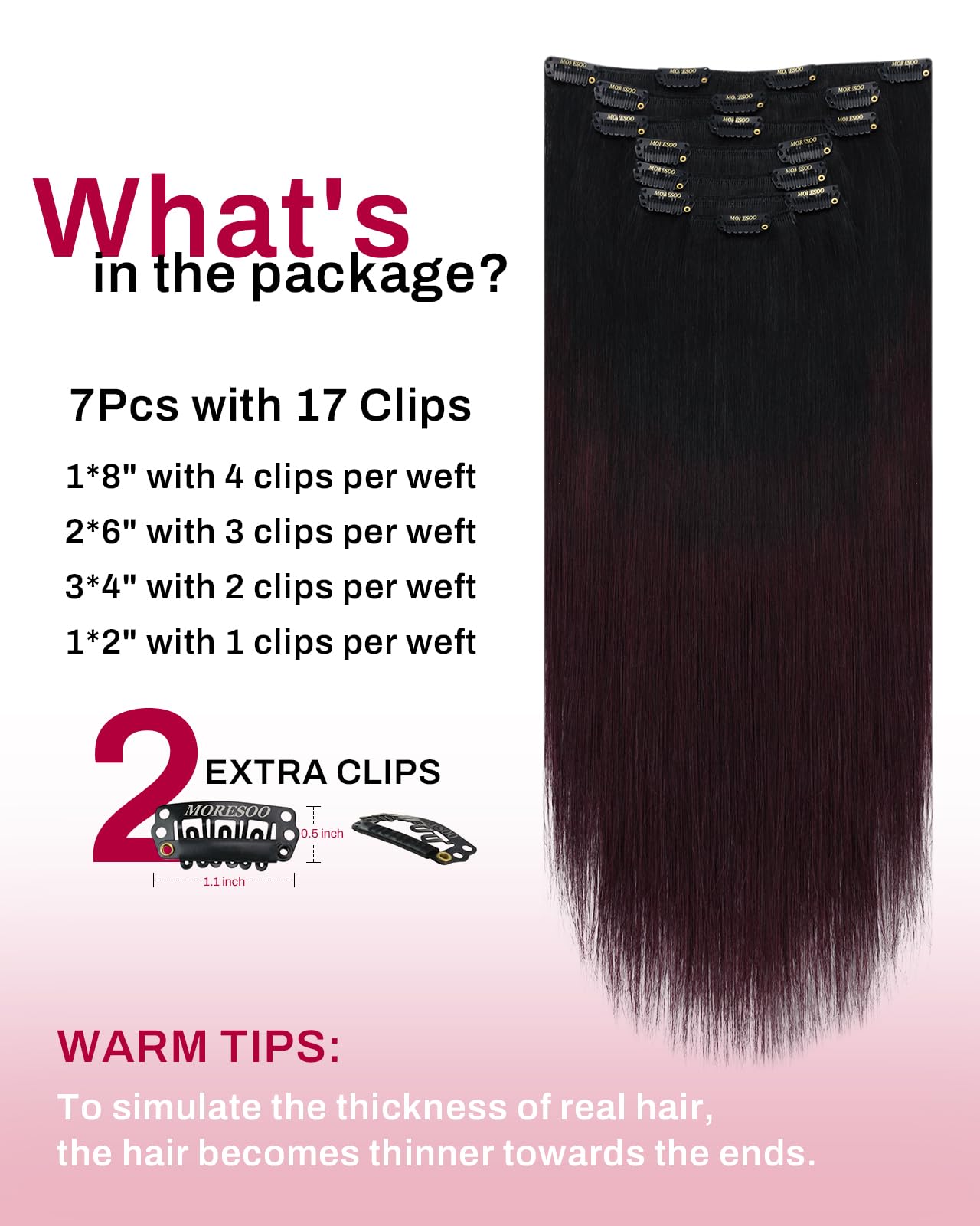 Moresoo Clip in Hair Extensions Real Human Hair Balayage Medium Brown and Blonde Real Hair Extensions Clip in Human Hair for Women Full Head 22 Inch 7pcs/120g #4/6/613 — view 193