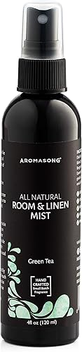 Aromasong Spray natural para habitación y lino, aroma de té verde, para ropa de cama, sábanas, sofás, almohada, ambientador de tela en aerosol para