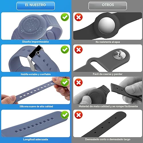 Miniatura 3 de Pulsera impermeable compatible con funda Airtag para niños (paquete de 2), pulsera de silicona suave oculta, rastreador GPS ligero compatible