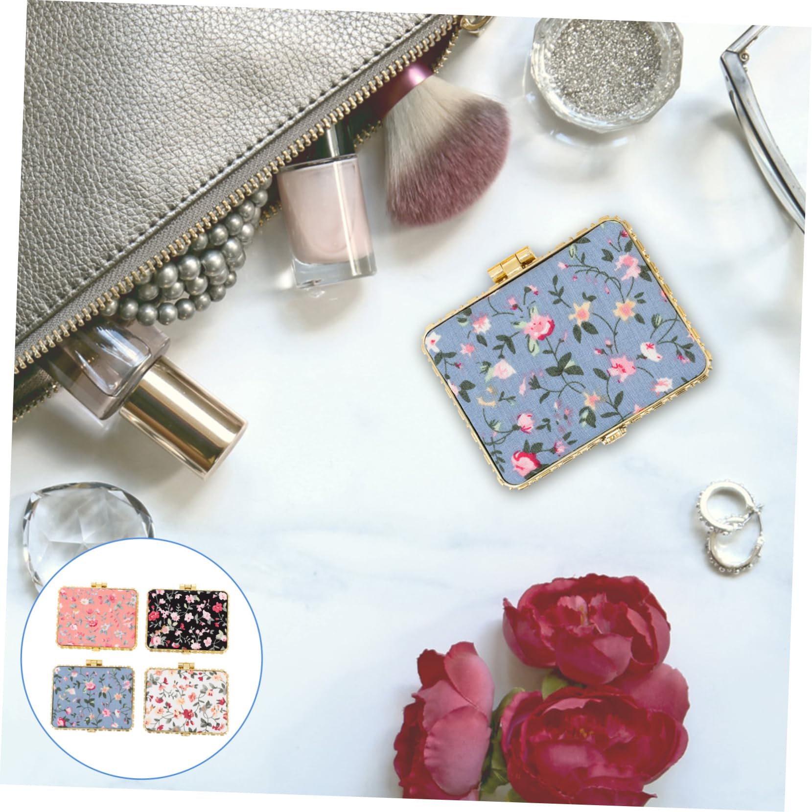 PACKOVE 2 set Specchio Per Il Trucco Portatile Specchio Da Trucco Con Luce Mini Specchio Per Il Trucco Specchio A LED Per Il Trucco Pieghevole Piccolo Specchio Vintage 4 pezzi * 2