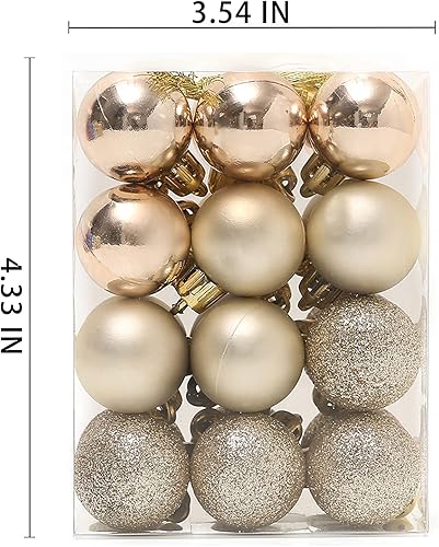 Miniatura 5 de TKYGU Juego de 6 bolas de Navidad de 1.18 pulgadas, 144 piezas inastillables de adornos para árbol de Navidad, adornos de bolas (champán)