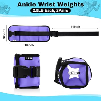 Hollowfly 2 Pairs Ankle Wrist Weights for Land or Aquatic Exercise Aqua Cuffs Aqua Aerobics Fitness Bands for Ankle and Wrist Adjustable Weights for Swimming Pool Workout Equipment