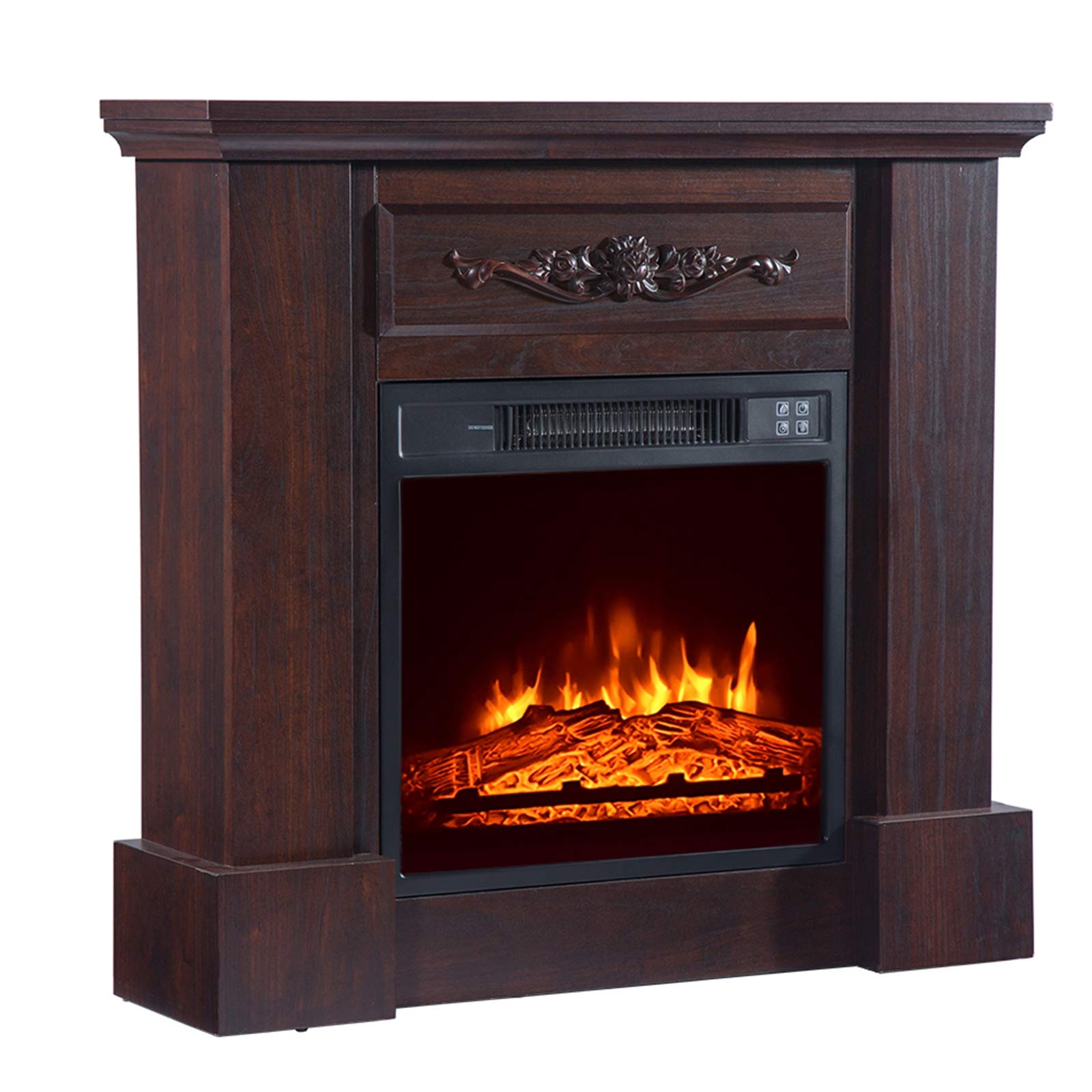 HomVent 1400W Freestanding Electric Fireplace Stove Mantel Wooden 
