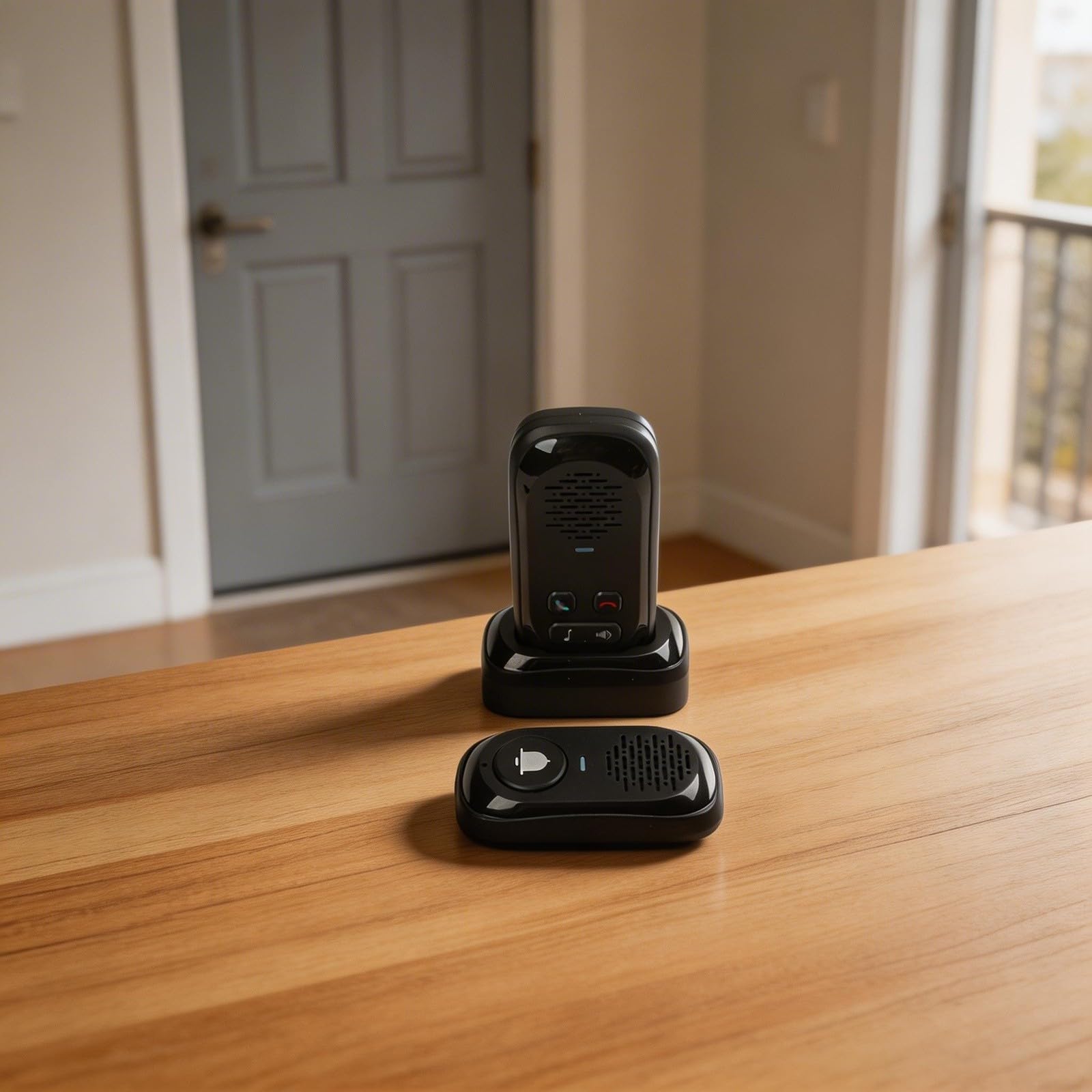 Interphone sans fil 300 m longue portée système audio bidirectionnel étanche unité extérieure pour la sécurité à domicile des personnes âgées matériau ABS (noir)