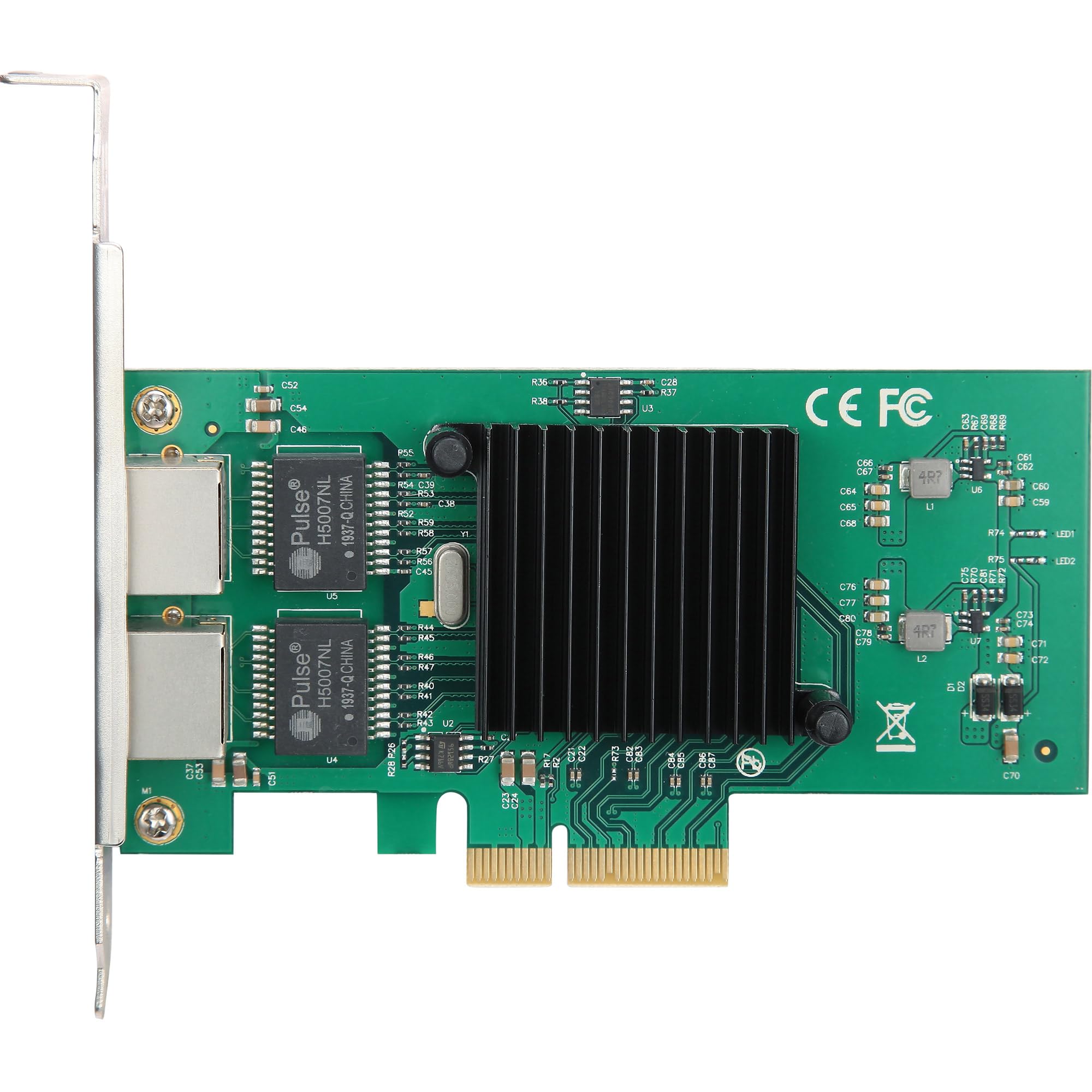 Inline Dual-Gigabit 51125B - Scheda di rete PCIe x4, Intel 82576EB, 2 x RJ45 1 Gb/s, VLAN, Jumbo Frames, slot low Profile