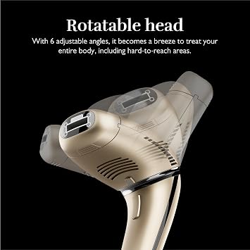 Silk'n 7 IPL Hair Removal Device for Women and Men, FDA-Cleared Permanent Hair Reduction at Home, 360 Rotating Head, Galvanic + IPL Technology, 3 Smart Attachments, Skin Tone Sensor, Painless, Gold