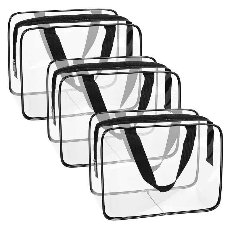 Necessaire transparente grande APREUTY preta, pacote com 3