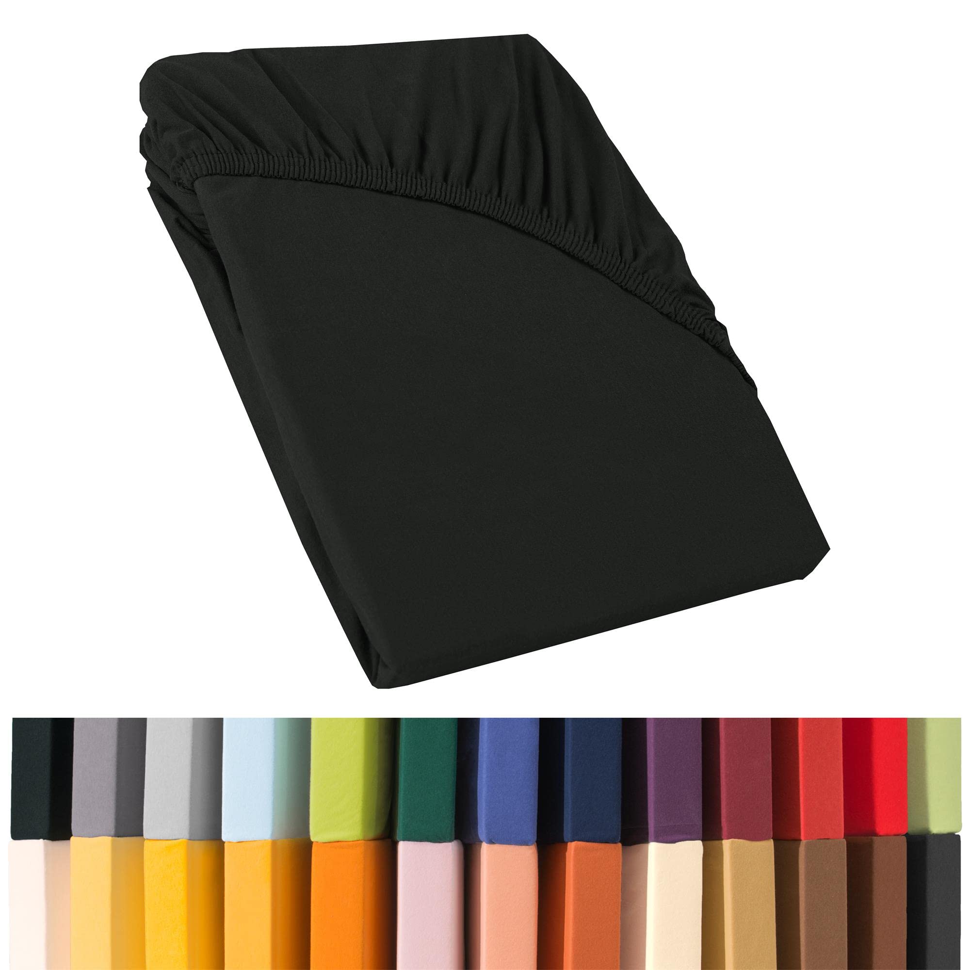 CelinaTex Relax Boxspringbett Wasserbett Spannbettlaken 140x200-160x220 cm schwarz Jersey Mako Baumwolle 160g/qm Laken