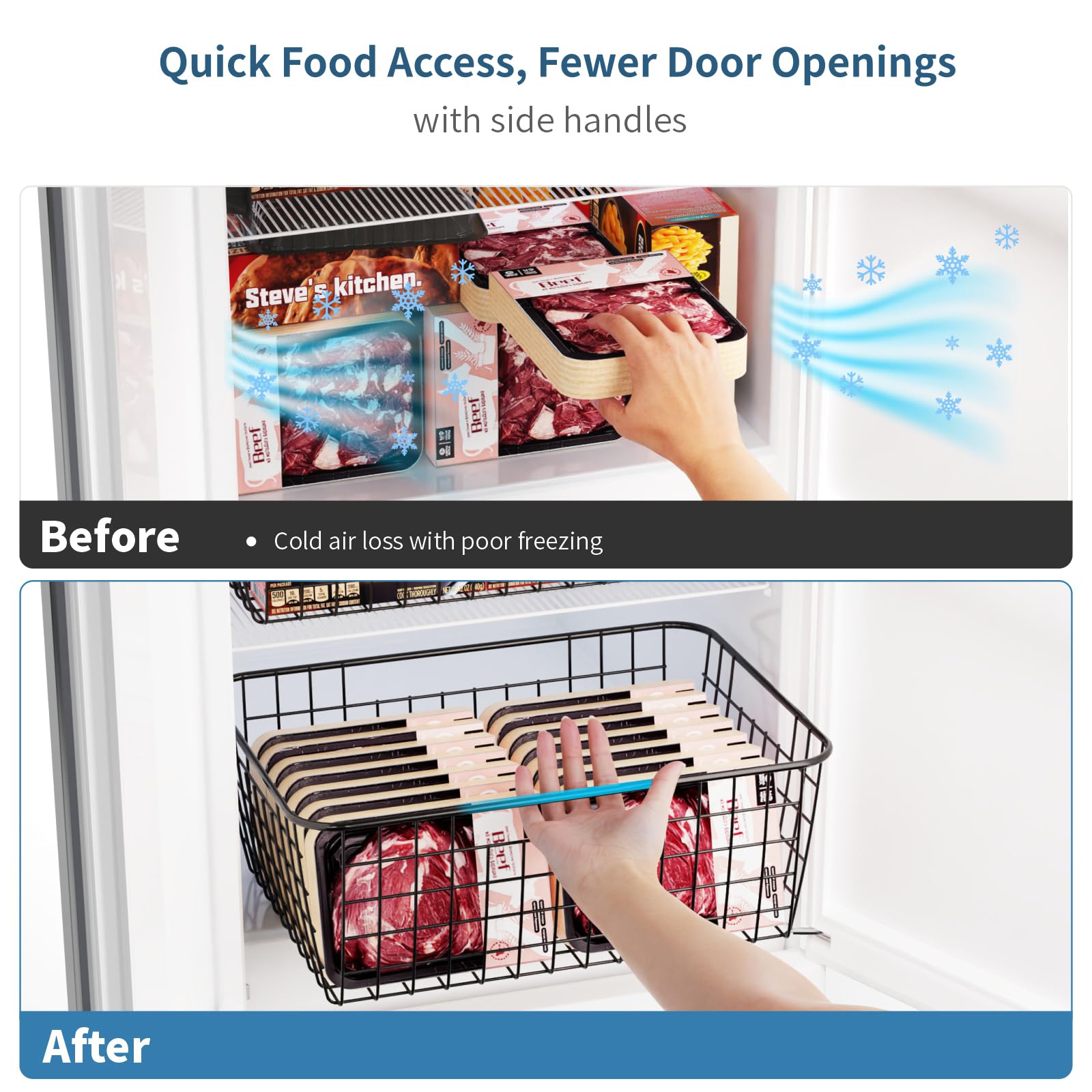 Snapklik.com : iSPECLE 6 Pack Large Freezer Organizer Bins For 11 Cu.ft ...