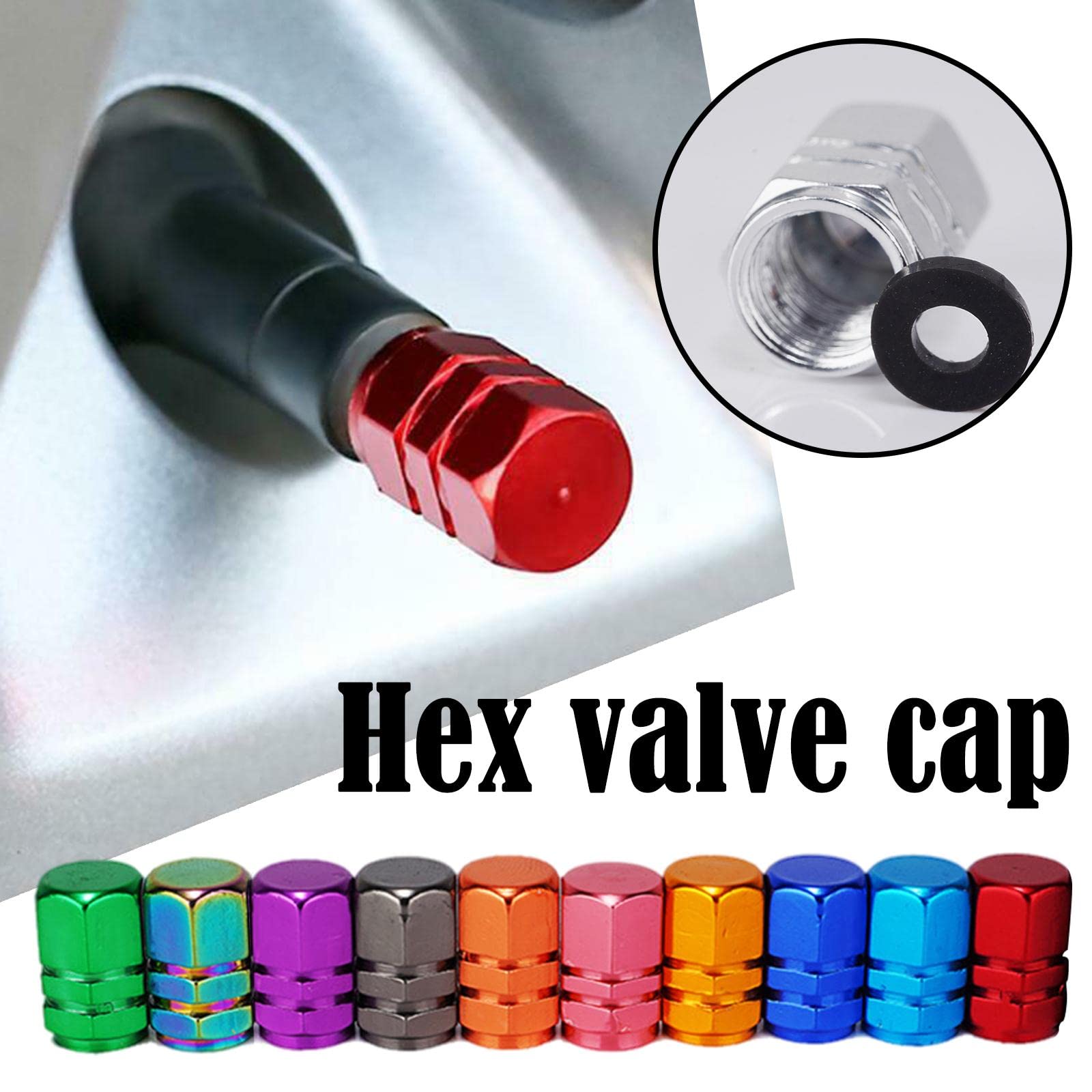 Tire Valve Stem Caps Heavy-duty Tire Valve Caps Dust Proof Airtight Air Caps Cover Aluminum Alloy Wheel Caps — view 3