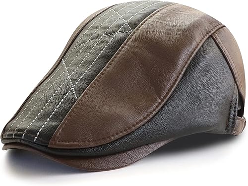 Miniatura 5 de Panegy Sombrero de periódicos para hombre, de piel sintética, gorra plana, sombrero de boina, ajustable para conducir, golf y exteriores