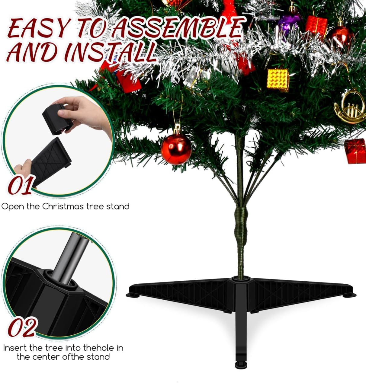 Luxshiny Christmas Tree Stand 12inch Plastic Replacement Artificial Xmas Tree Base Holder Compact Design for Holiday Winter Decor