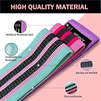 KANGFITER Non-Slip Fabric Resistance Bands for Working Out 3 Levels | Loop Exercise Bands for Booty Leg Butt Glute Hip, Elastic Stretch Workout Bands for Women Men Home Gym Fitness Yoga Pilates