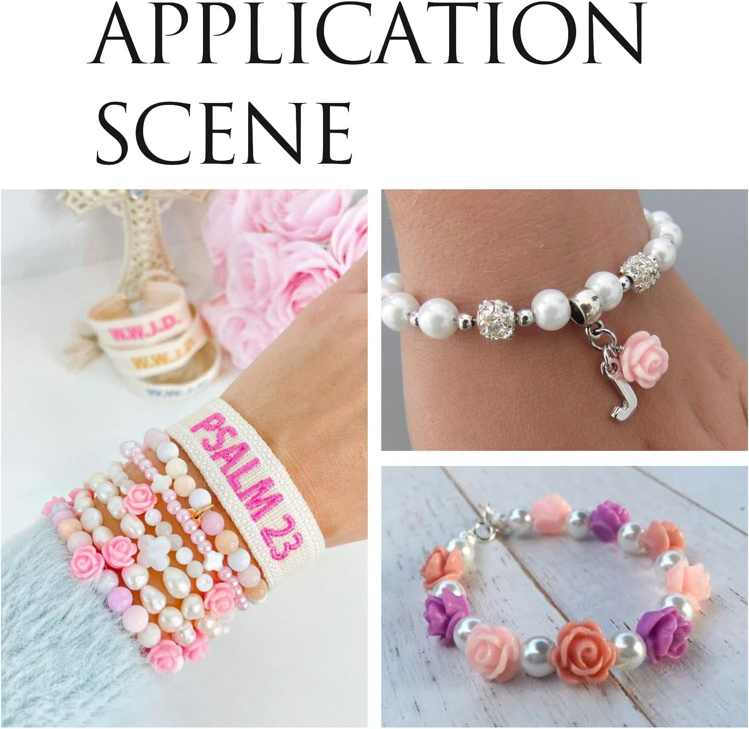 50pcs Pink Rose Beads for Rosary Necklaces, Resin Flower Beads, Drilled Rose Flower Embellishments for Buddha Mala Jewelry Making, Bracelets, Earrings, Scrapbooking Crafts - Image 3