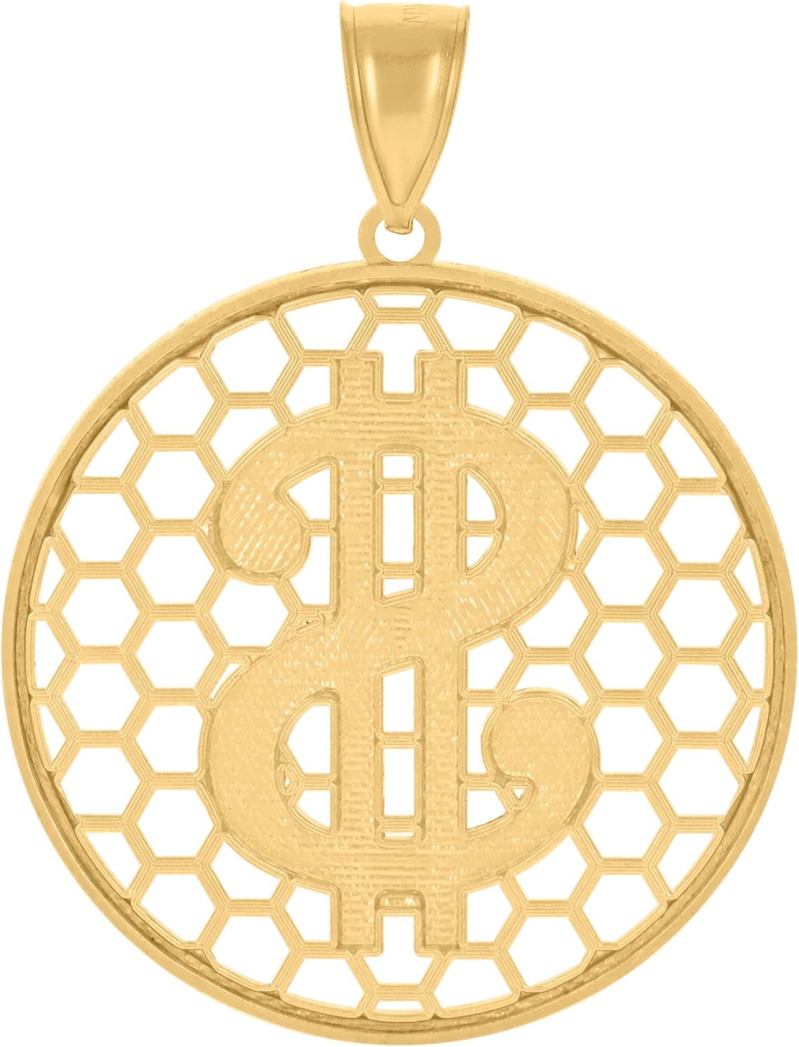 Jewels By Lux 10kt Yellow Gold Mens Dollar Sign Currency Charm Pendant - Image 2