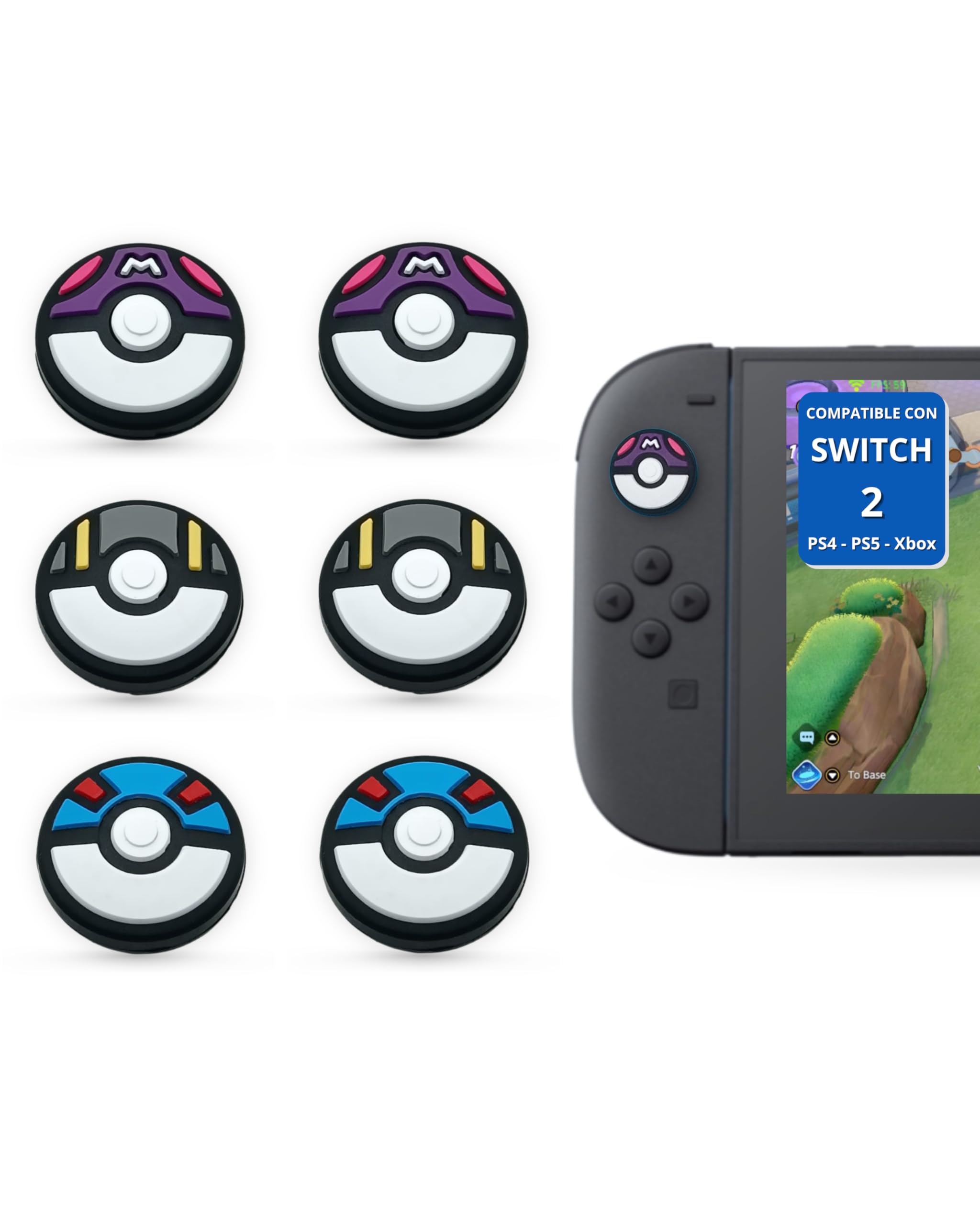 Agarres para el Pulgar compatibles con Nintendo Switch 2, Protector de Joystick, Tapas para Pulgar para Nintendo Switch 2, Thumb Grips para Switch 2, PS 4, PS5, Xbox (Poke)