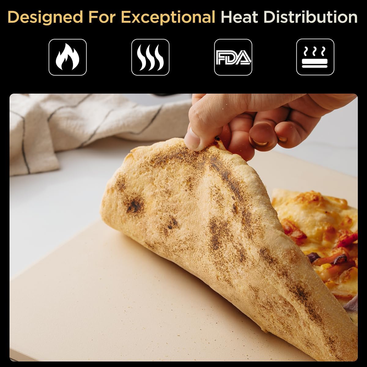 Pizza Stone for Oven and Grill, Heavy Duty Cordierite Baking Pan, Rectangular Baking Stone for Bread, Cookie,16x14 Inch