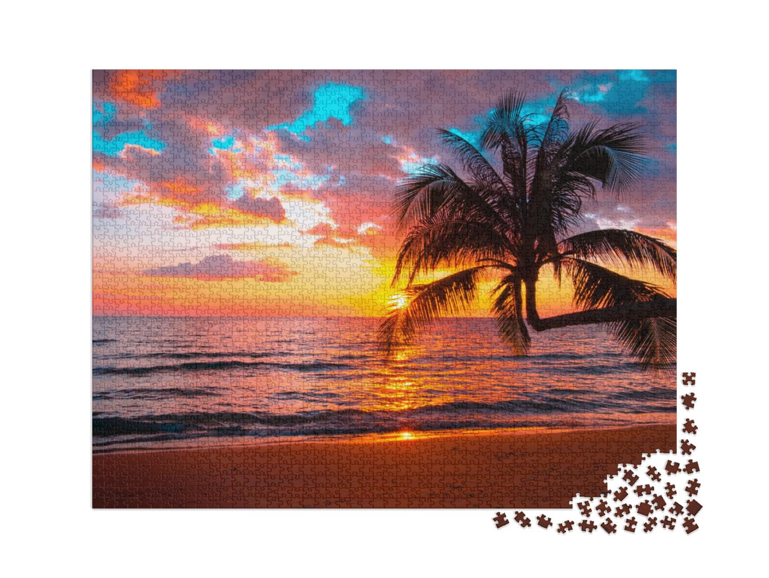 puzzleYOU: Puzzle 2000 Teile „Atemberaubender Sonnenuntergang am tropischen Meer“ – aus der Puzzle-Kollektion Palmen