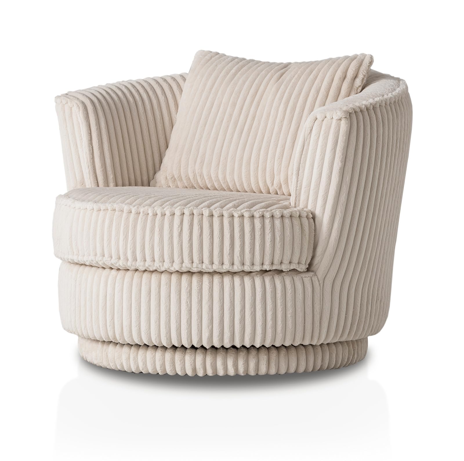 Sessel in beige/wollweiß Mega-Cord Drehsessel 360° drehbar inklusive Kissen Comfy (Wollweiß)