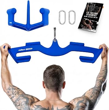 LAT Pull Down Bars Set, Triangular Stability LAT Pulldown Attachments with 8 Ergonomic Handles for Whole Back Training, Non-Slip Cable Machine Attachment for Gym Home Workout