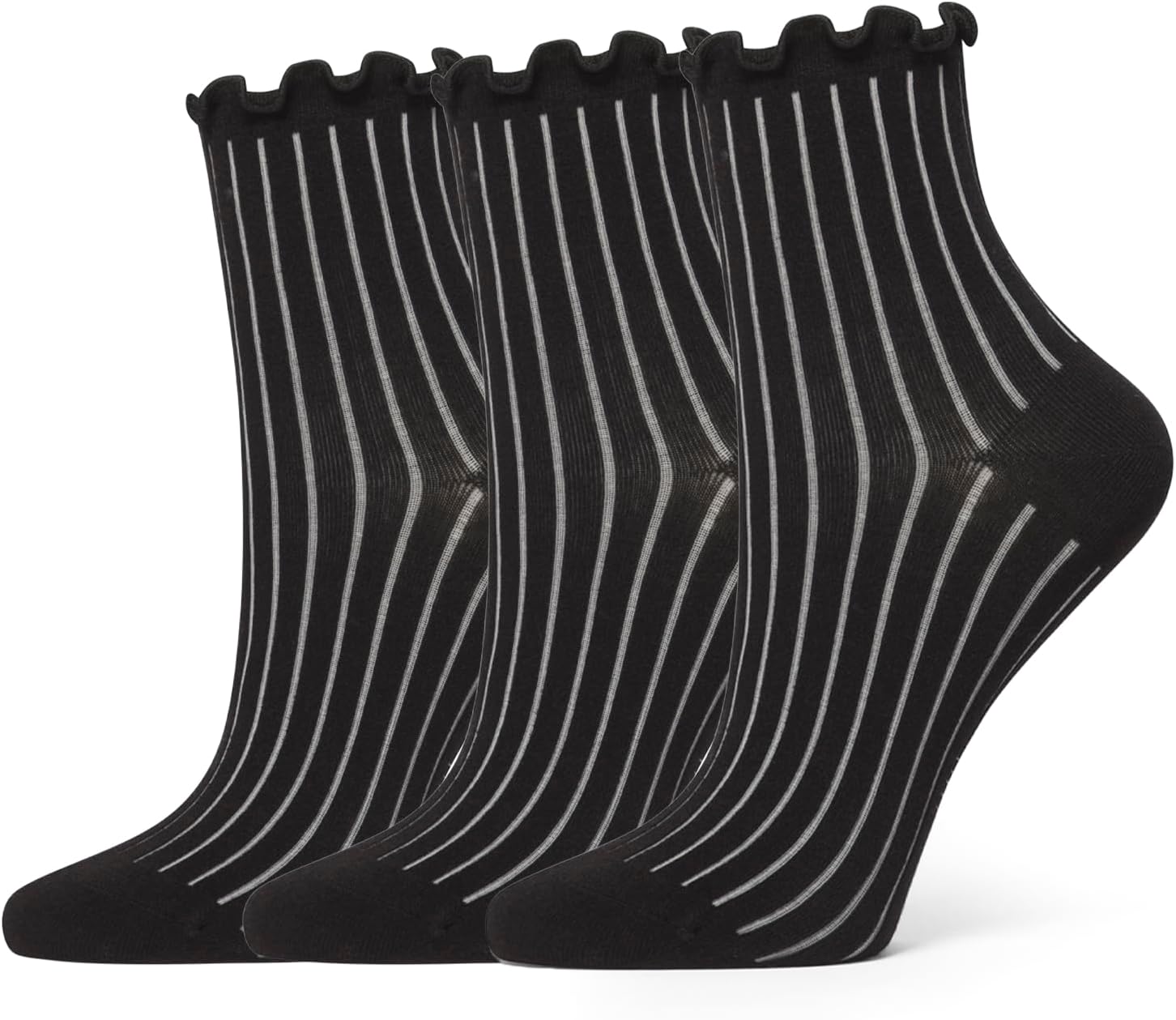 HUE ソックス。Sheer Rib Anklet 3 Pair Packレディース