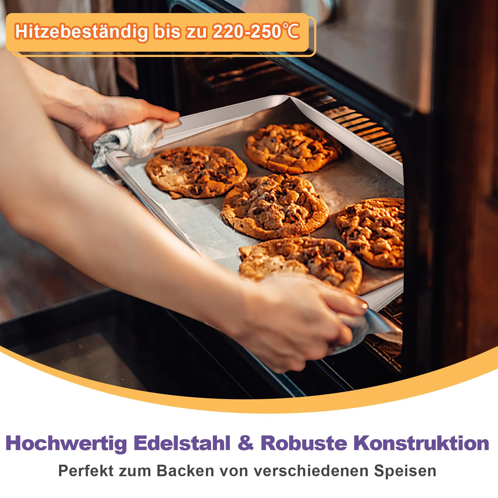 TEAMFAR Blacha do pieczenia, 2-częściowa ze stali nierdzewnej, prostokątna forma do ciasta/blacha do pieczenia do pieczenia, gotowania, serwowania, 31,6 x 24,6 x 2,5 cm, zdrowa, łatwa do czyszczenia i