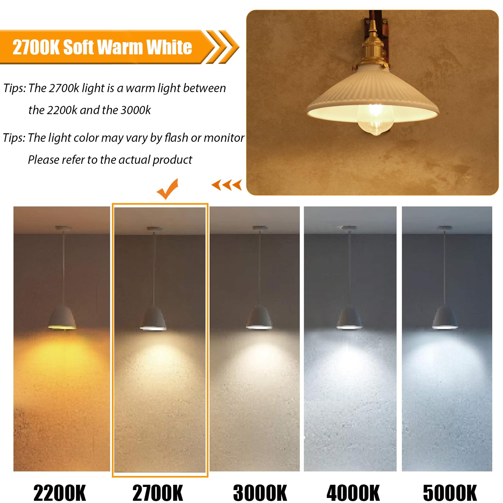 12 Pack 100 Watt Equivalent LED Edison Bulbs 9W LED Light Bulbs 2700K Soft Warm with E26 Standard — view 3