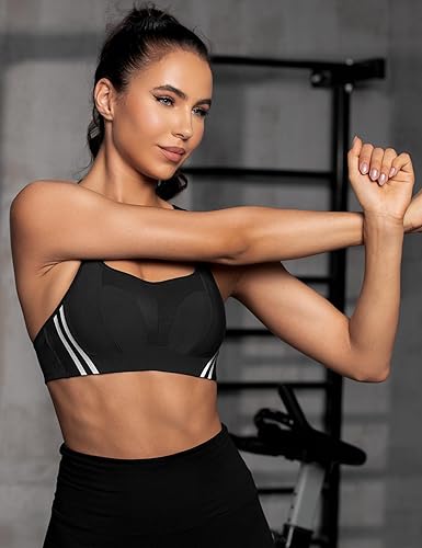 Miniatura 3 de Wingslove Brasier deportivo de alto impacto para mujer, sin varillas, con copas moldeadas reflectantes, brasier deportivo de espalda cruzada de alto