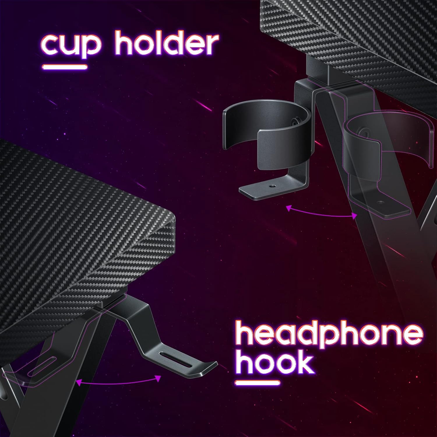 MOTPK L Shaped Gaming Desk with cup holder and headphone hook