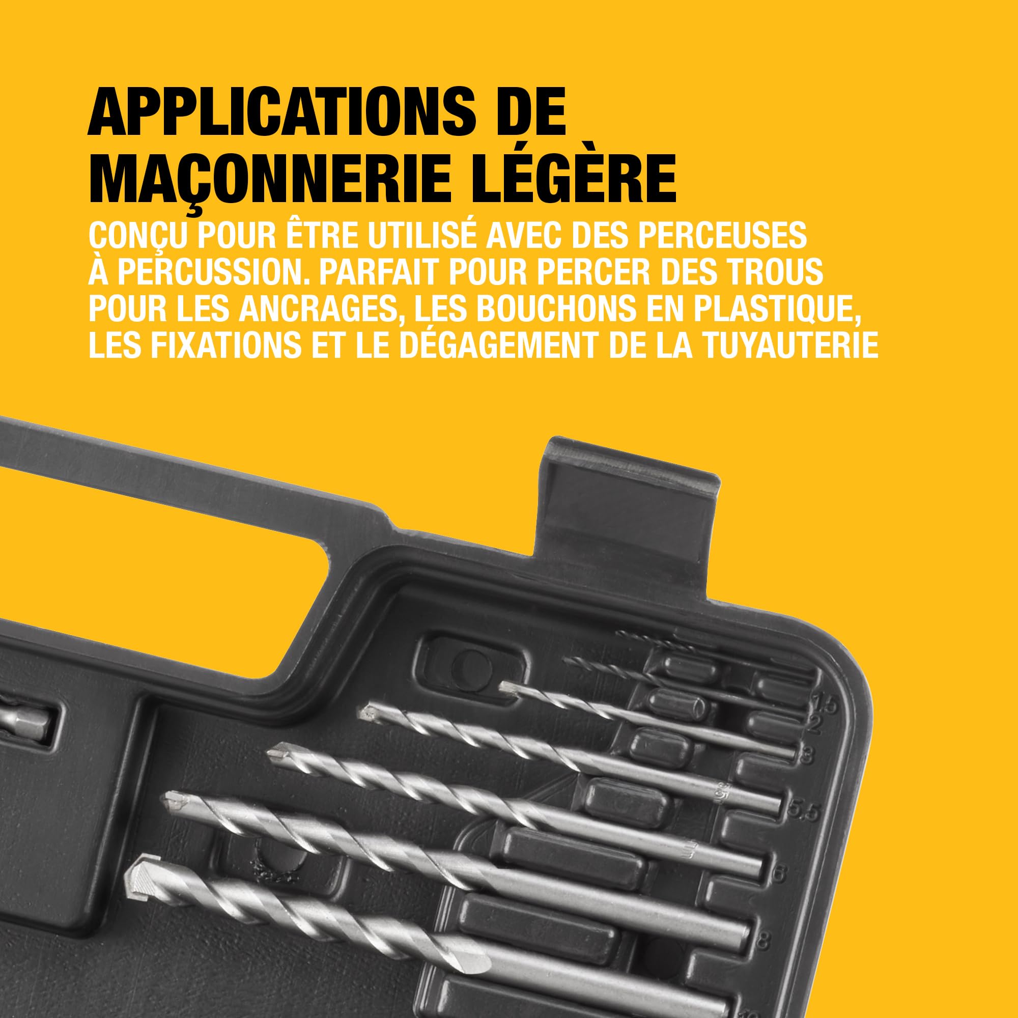 DEWALT Coffret de 109 Accessoires Percage Vissage.13 Forets HSS, 13 Mèches à bois, 5 Mèches Béton,50 Embouts de vissage 25mm, 13 Embouts 50mm, 10 Douilles, 2 Extracteurs de vis,1 Fraise, DT0109-QZ