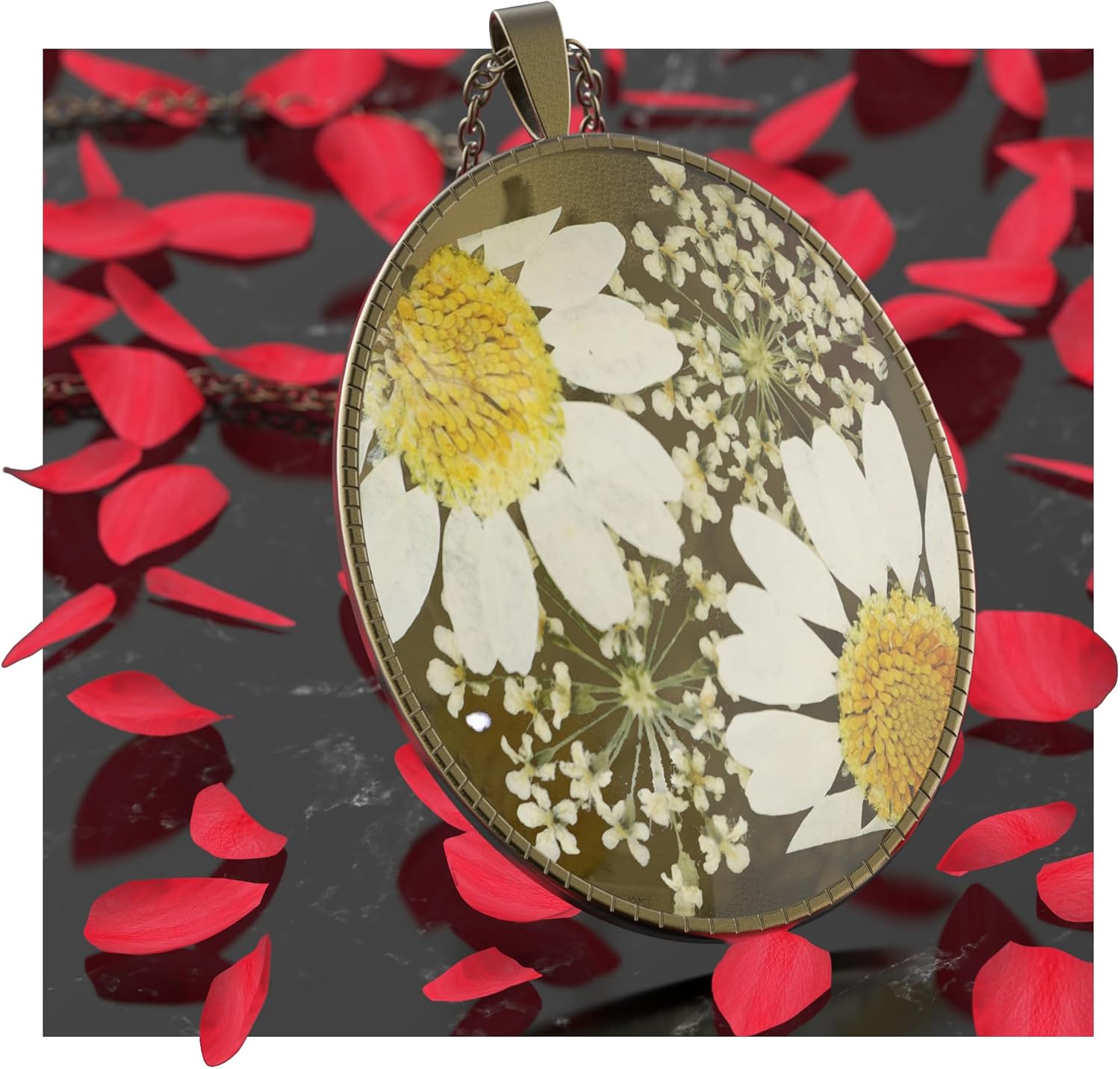 Marigold Pressed Wildflower Necklace October Birth Month Flower Necklace Personalized Handmade Real Flower Handmade Pressed Pendant Gift for Women - Image 6