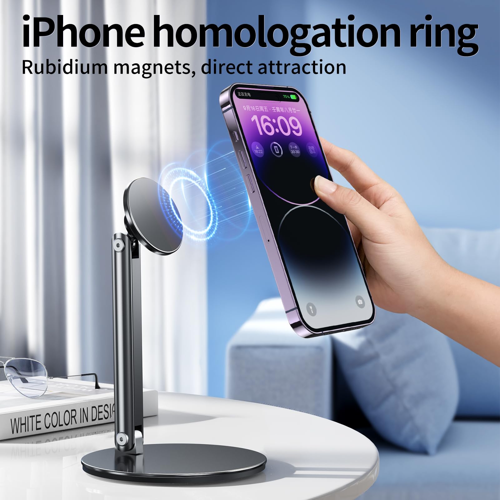 Supporto pieghevole per telefono cellulare, girevole a 360°, in lega di alluminio, per videochiamate, guardare video, giocare, compatibile con tutti i telefoni cellulari e tablet